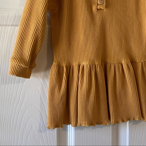 Emma Jean kids girls mustard ribbed peplum long sleeve top - Picture 3 of 6
